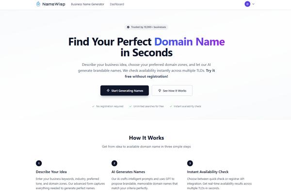 NameWisp.com Screenshot